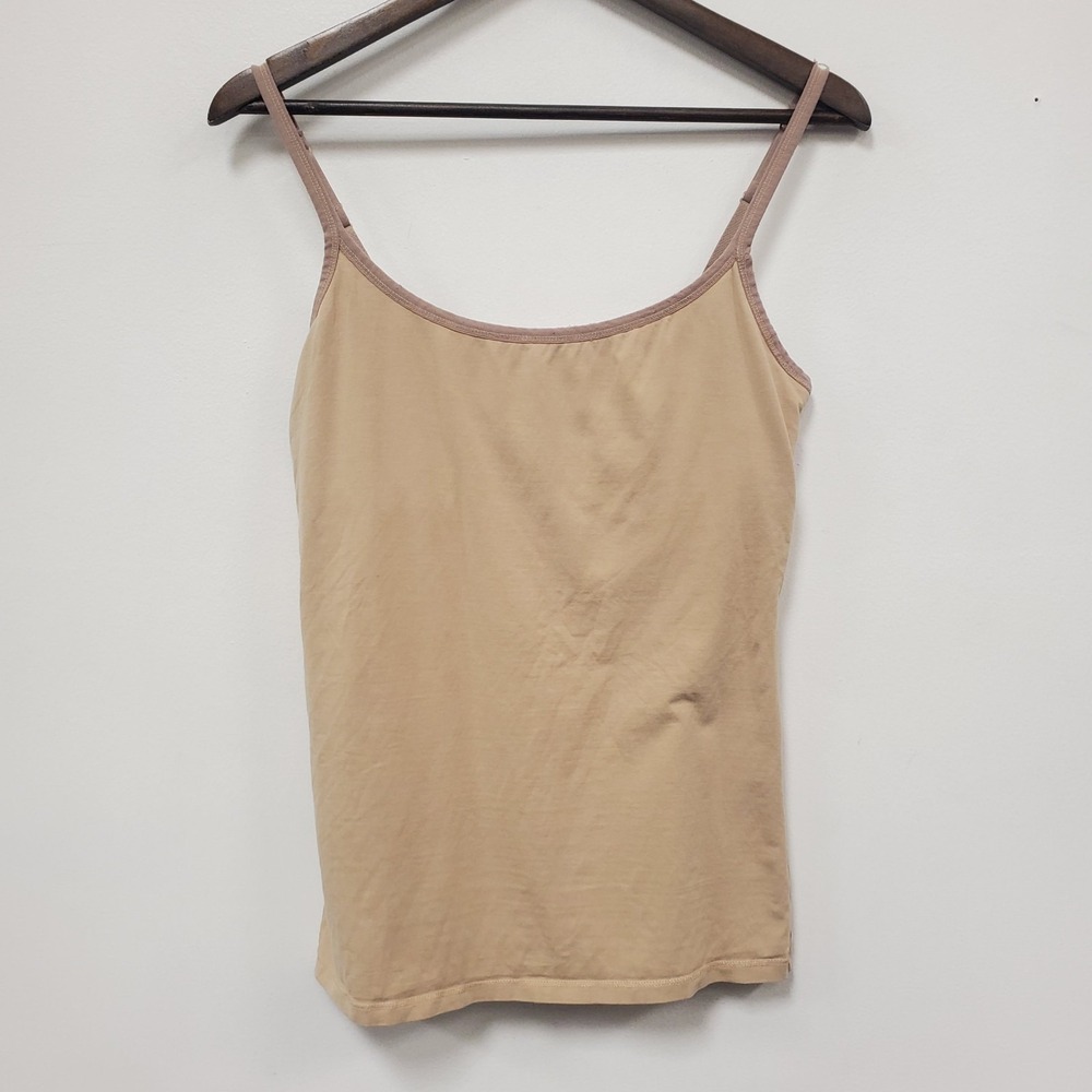 Pact Organic Cotton Tank Top Size L Spaghetti Strap Tan Layer Granola Hippie